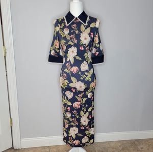 Delora fitted floral midi dress